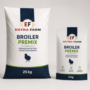broiler premix with chicks and feed packaging