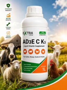 Liquid vitamin supplement AD3E+C+K3 for farm animals